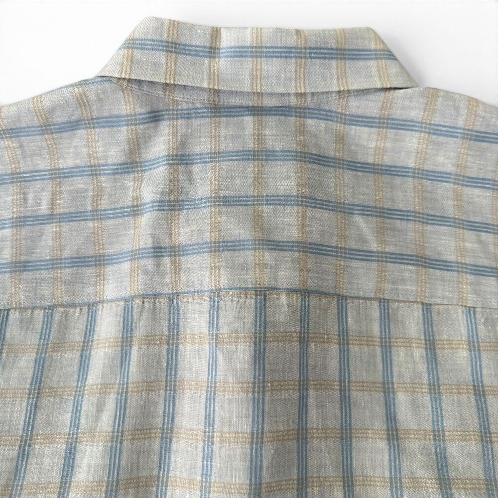 Tommy Bahama Island Modern Fit Shirt Men XXL White Tan Blue Stripe Linen Cotton - Picture 5 of 11